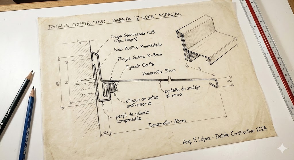 Detalle de pliegue y tornillería